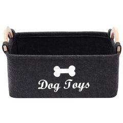 Pet Supplies Storage Basket with Wooden Handle Collapsible