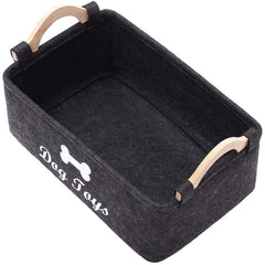 Pet Supplies Storage Basket with Wooden Handle Collapsible