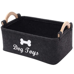 Pet Supplies Storage Basket with Wooden Handle Collapsible