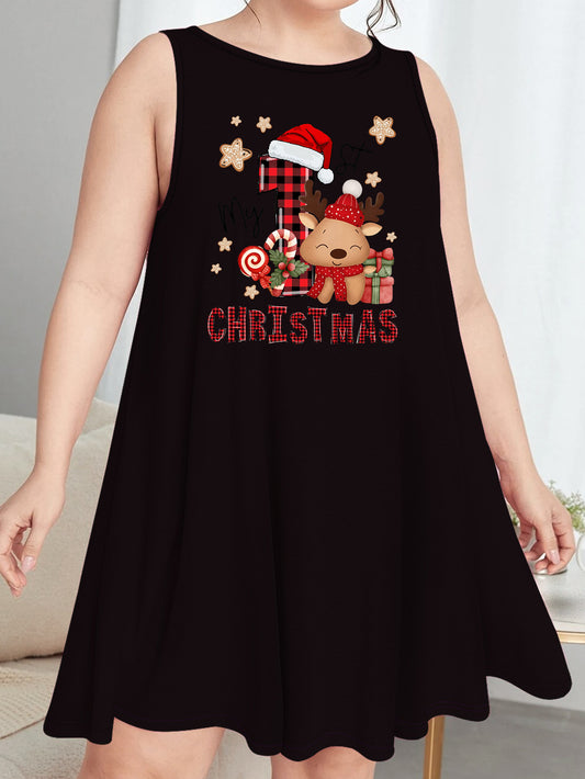  Christmas Casual Nightdress Women's Plus Letter Print Sleep Dress