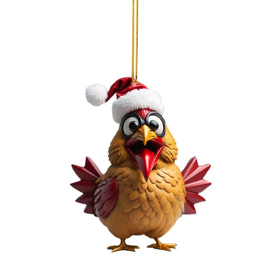 Chicken Christmas Pendant Bird Car Hanging Home Decorations