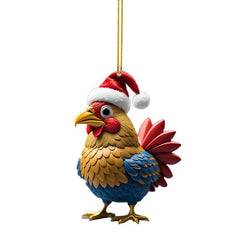 Chicken Christmas Pendant Bird Car Hanging Home Decorations