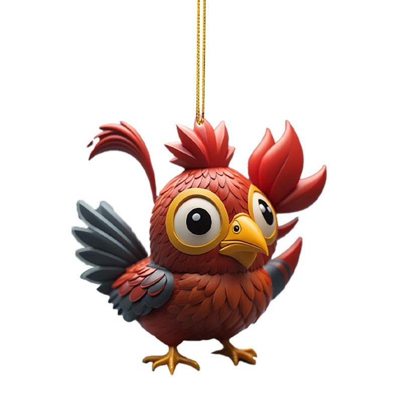 Chicken Christmas Pendant Bird Car Hanging Home Decorations