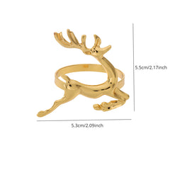 1pc Golden Deer Napkin Rings Solid Buckle Cast Iron Polished Metal