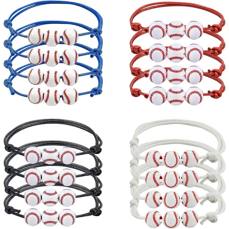 16 Pcs Baseball Bracelets Adjustable Inspirational Sport Theme Charm Bracelets