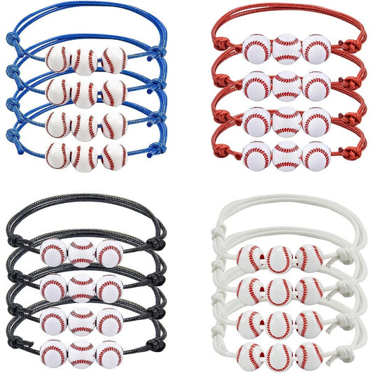 16 Pcs Baseball Bracelets Adjustable Inspirational Sport Theme Charm Bracelets