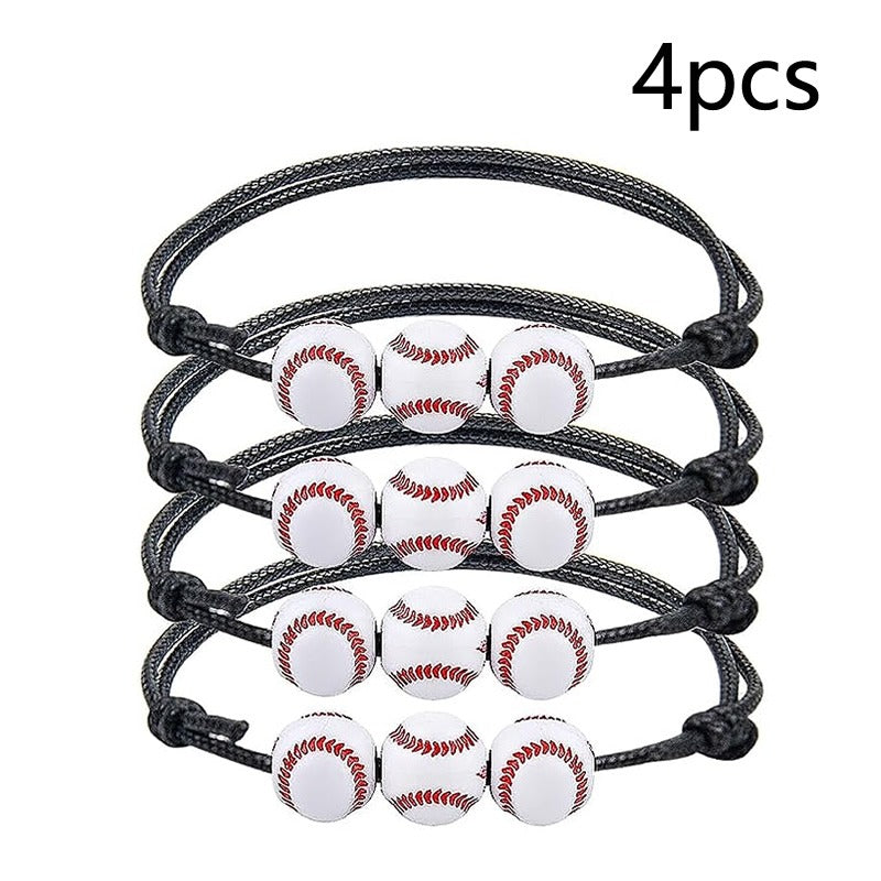 16 Pcs Baseball Bracelets Adjustable Inspirational Sport Theme Charm Bracelets