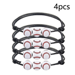 16 Pcs Baseball Bracelets Adjustable Inspirational Sport Theme Charm Bracelets