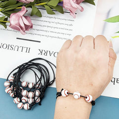 16 Pcs Baseball Bracelets Adjustable Inspirational Sport Theme Charm Bracelets