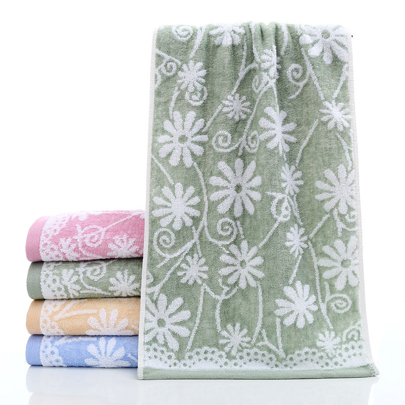 Flower Pattern Hand Towel Bamboo Fiber Soft Skin-friendly Face Towel