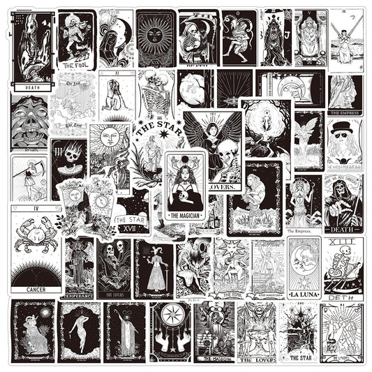 60pcs Tarot Witch Doodle Waterproof Stickers Pack