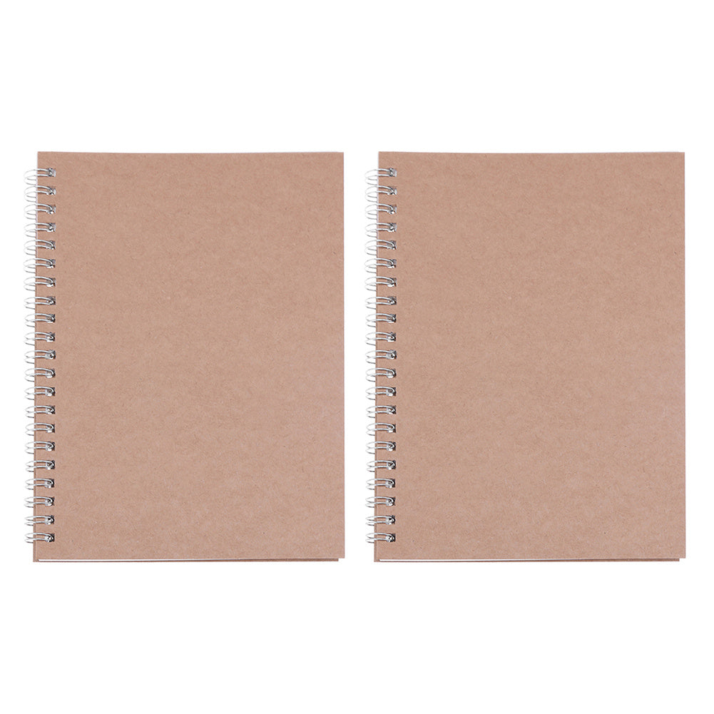 2pcs Retro Spiral Coil Grid Sketchbook Notebook Diary Journal