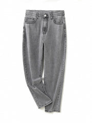  High Waisted Tapered Leg Stretch Jeans