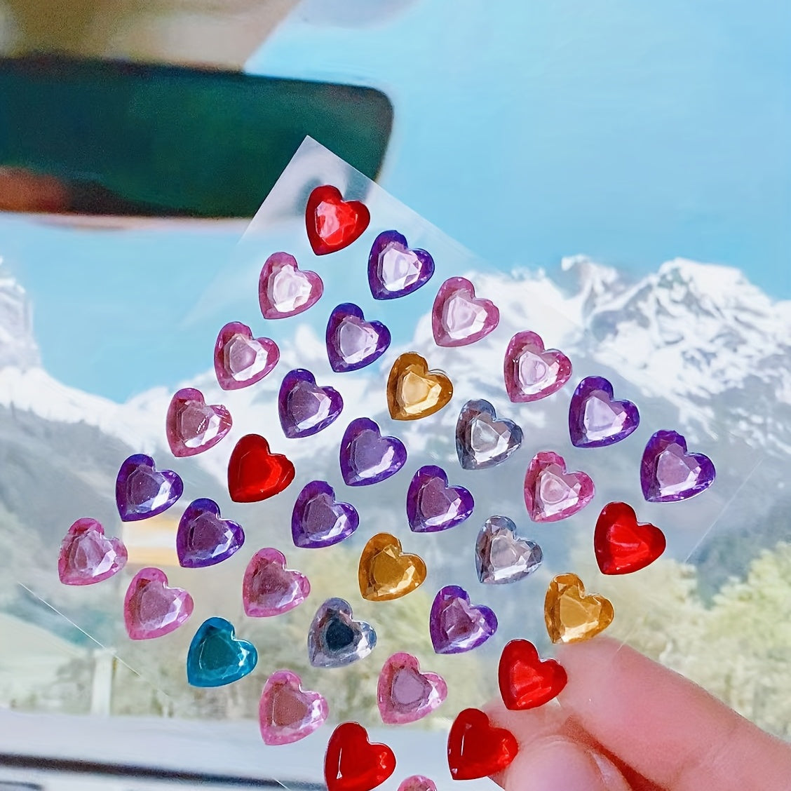 36pcs 3D Heart Rhinestone Stickers Crystal Flash Decoration Handcraft Rewards