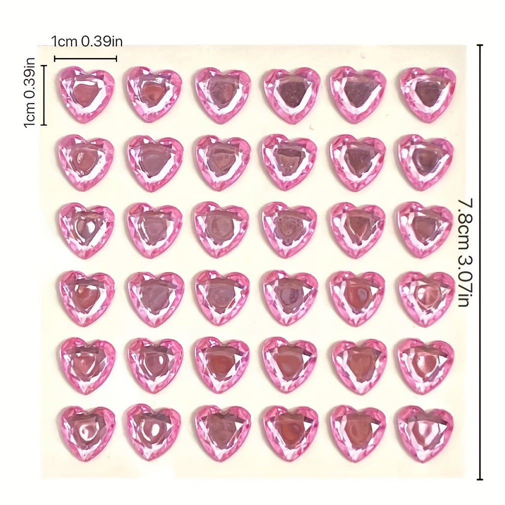 36pcs 3D Heart Rhinestone Stickers Crystal Flash Decoration Handcraft Rewards