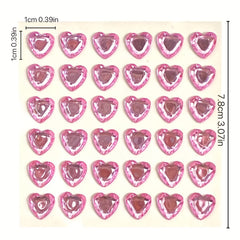 36pcs 3D Heart Rhinestone Stickers Crystal Flash Decoration Handcraft Rewards