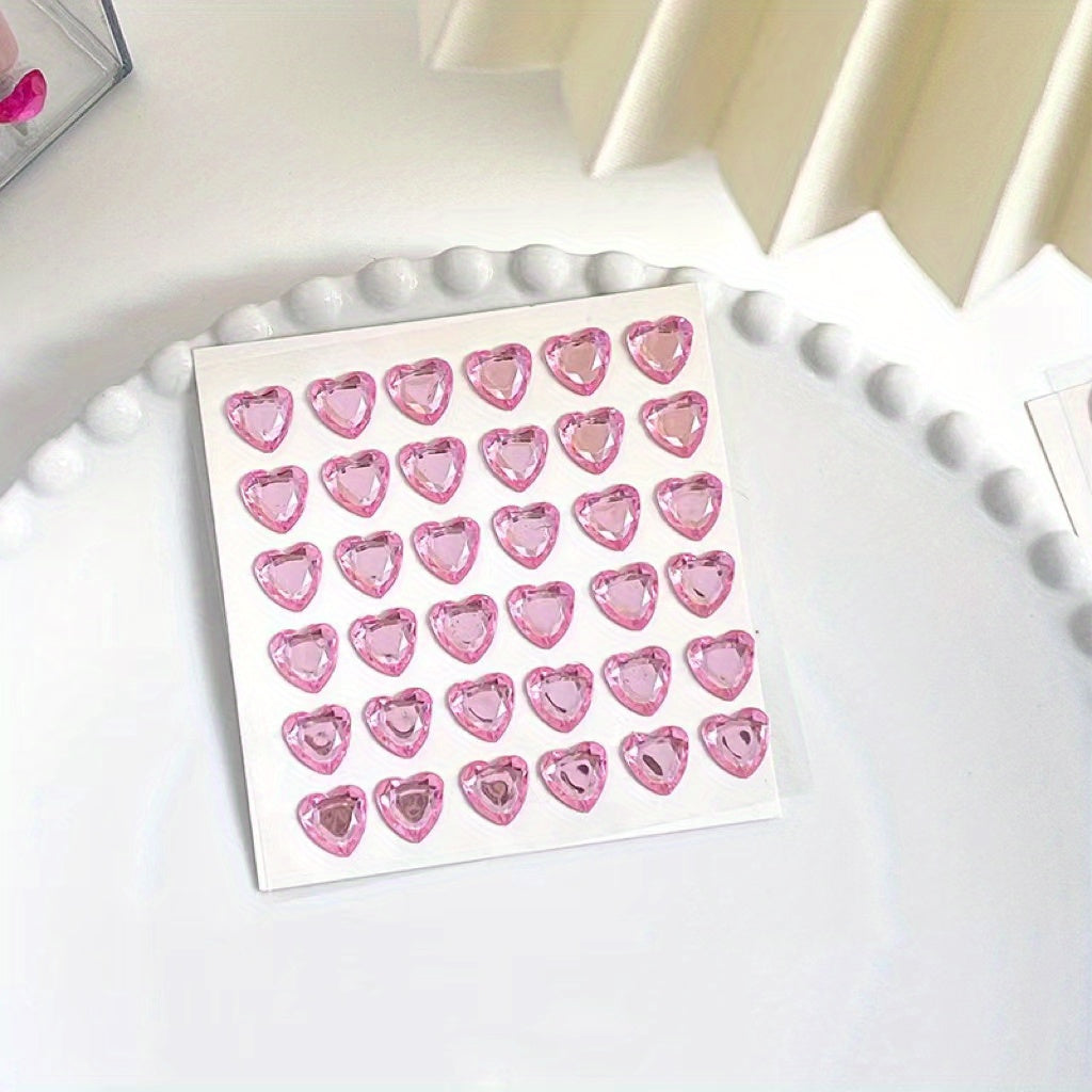 36pcs 3D Heart Rhinestone Stickers Crystal Flash Decoration Handcraft Rewards