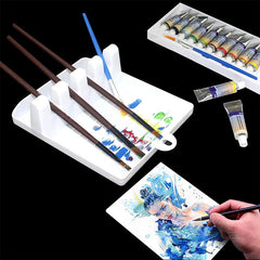 Painting Brush Rest Holder With 4 Slots Plastic Watercolor Paint Palette