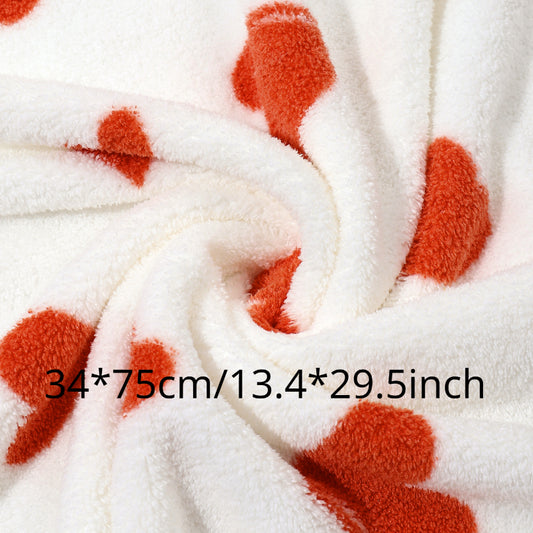 Heart Pattern Coral Velvet Hand Towel Soft Comfortable Bathroom Supplies