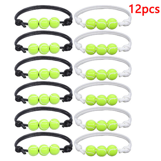12pcs Wax Thread Braided Sports Tennis Charm Bracelet Set