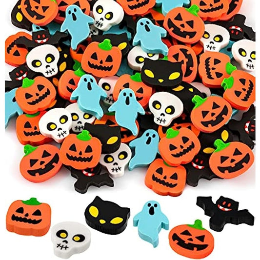 20pcs Halloween Erasers Assortment Pumpkin Ghost Bat Skele