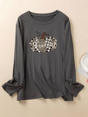  Leopard Pumpkin Print Lounge Top Long Sleeve Pajama