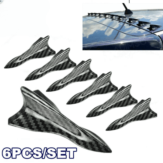 6pcs Carbon Fiber Spoiler Wing Rear Sunroof Window Tail Lip Sticker