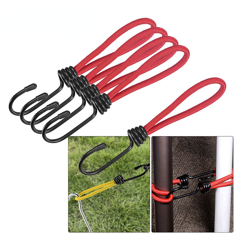3pcs Camping Tent Elastic Rope Buckle Fixed Binding With Elastic Rope Hook
