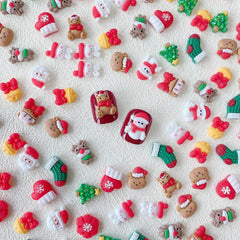 20pcs Christmas Resin Nail Art Charms Santa Elk Snowman DIY Decoration