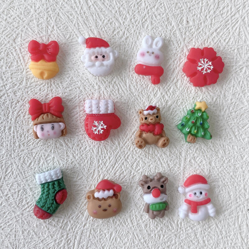 20pcs Christmas Resin Nail Art Charms Santa Elk Snowman DIY Decoration