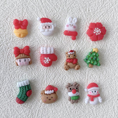 20pcs Christmas Resin Nail Art Charms Santa Elk Snowman DIY Decoration