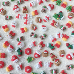 20pcs Christmas Resin Nail Art Charms Santa Elk Snowman DIY Decoration