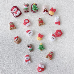 20pcs Christmas Resin Nail Art Charms Santa Elk Snowman DIY Decoration