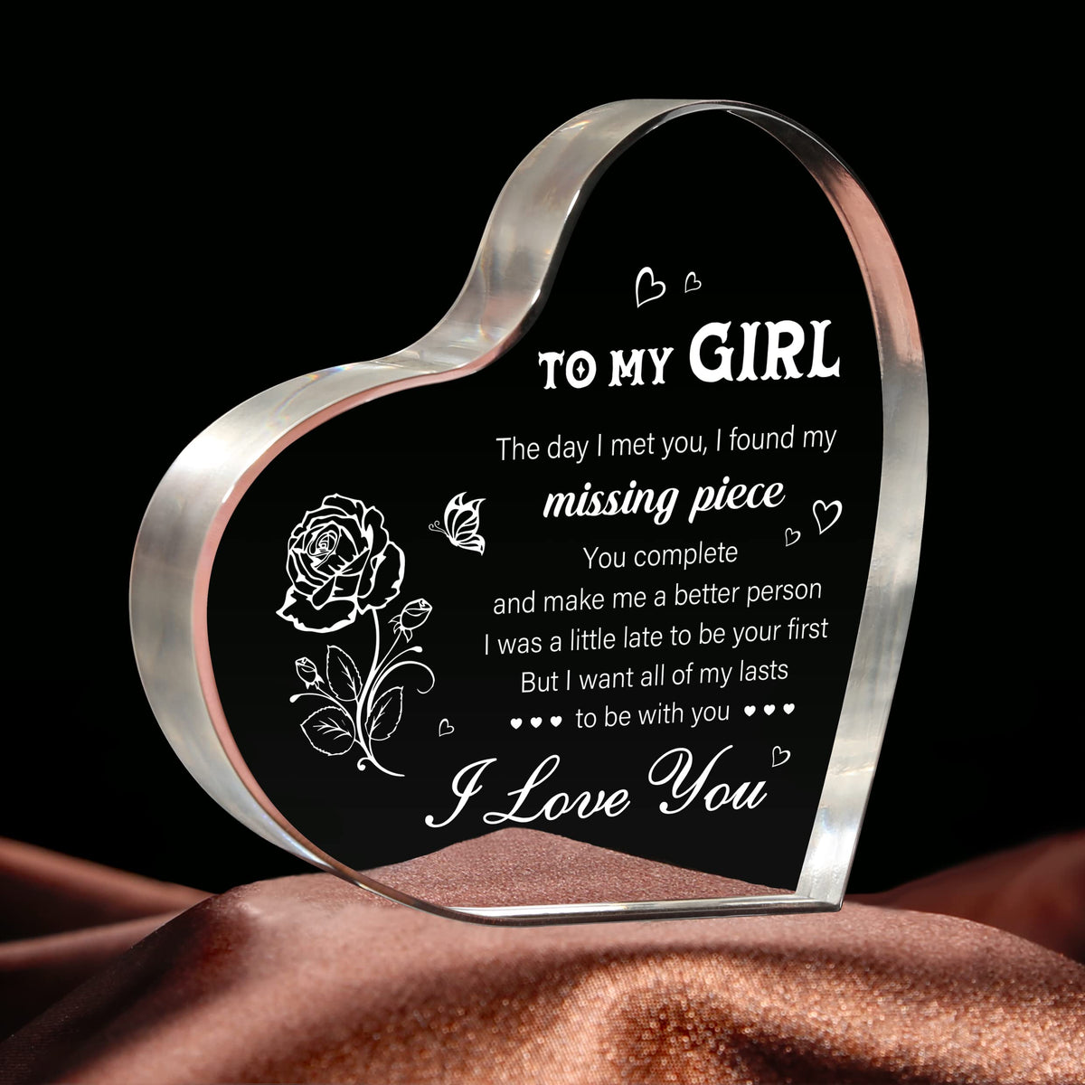 Romantic Anniversary Gift Heart Shaped Acrylic Keepsake Decor
