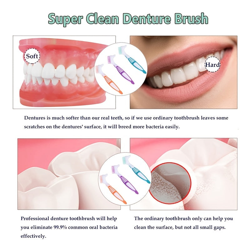 Denture Cleaning Brush Double Sided Toothbrush