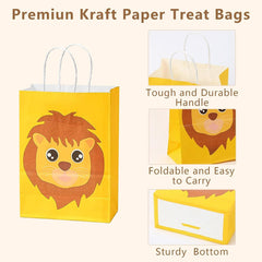 6pcs Animal Gift Bags Jungle Party Bags Candy Gift Paper Bags With Handle