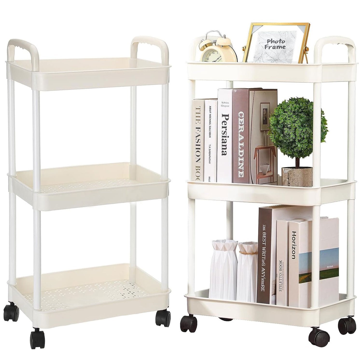 3 Layer Roller Cart Heavy Duty Storage Basket Organizer