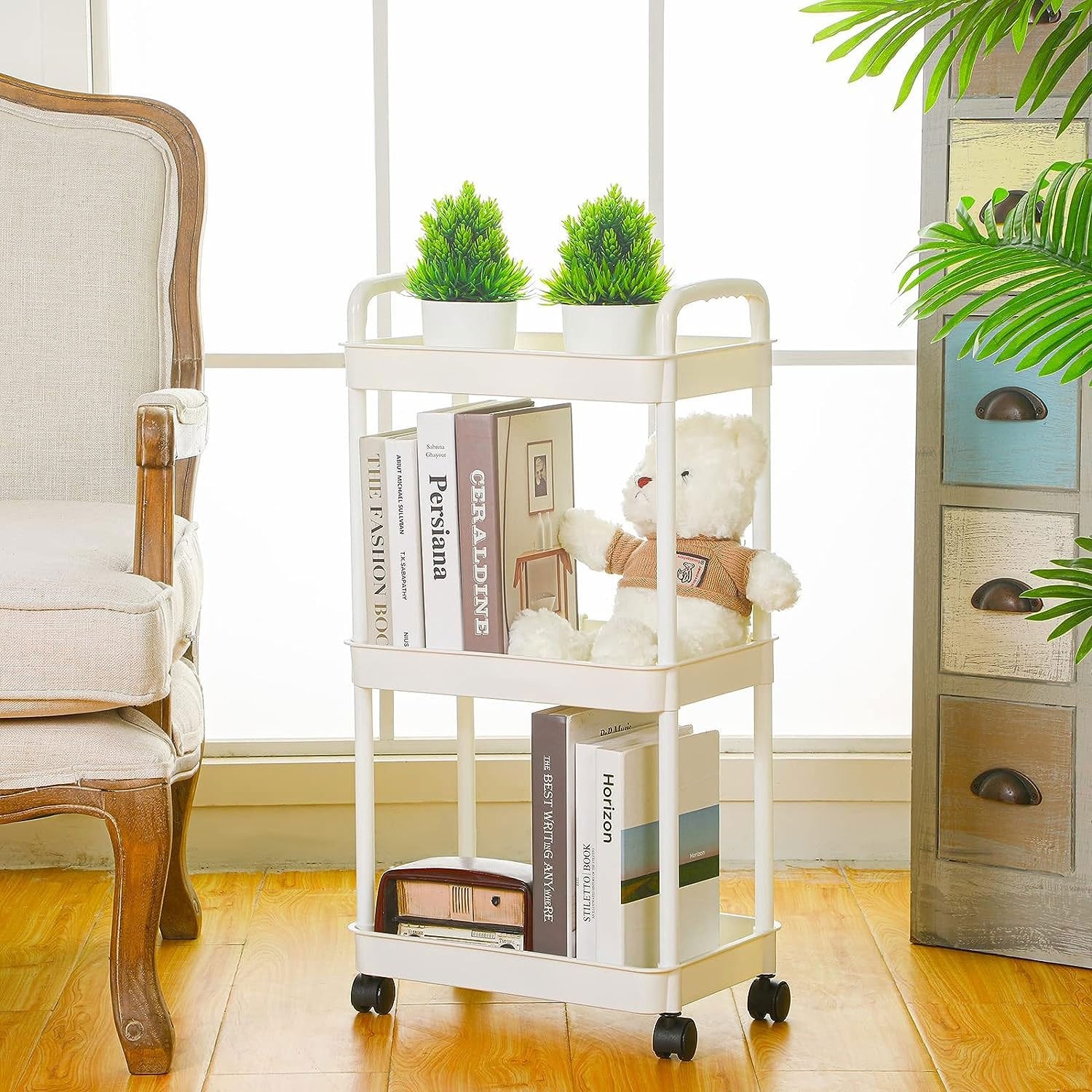 3 Layer Roller Cart Heavy Duty Storage Basket Organizer
