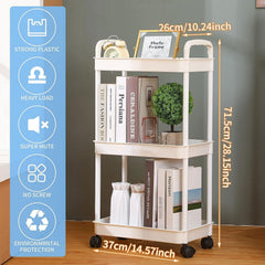 3 Layer Roller Cart Heavy Duty Storage Basket Organizer