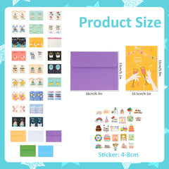 50pcs Happy Birthday Cards Set With 10 Envelopes & Stickers