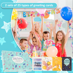 50pcs Happy Birthday Cards Set With 10 Envelopes & Stickers