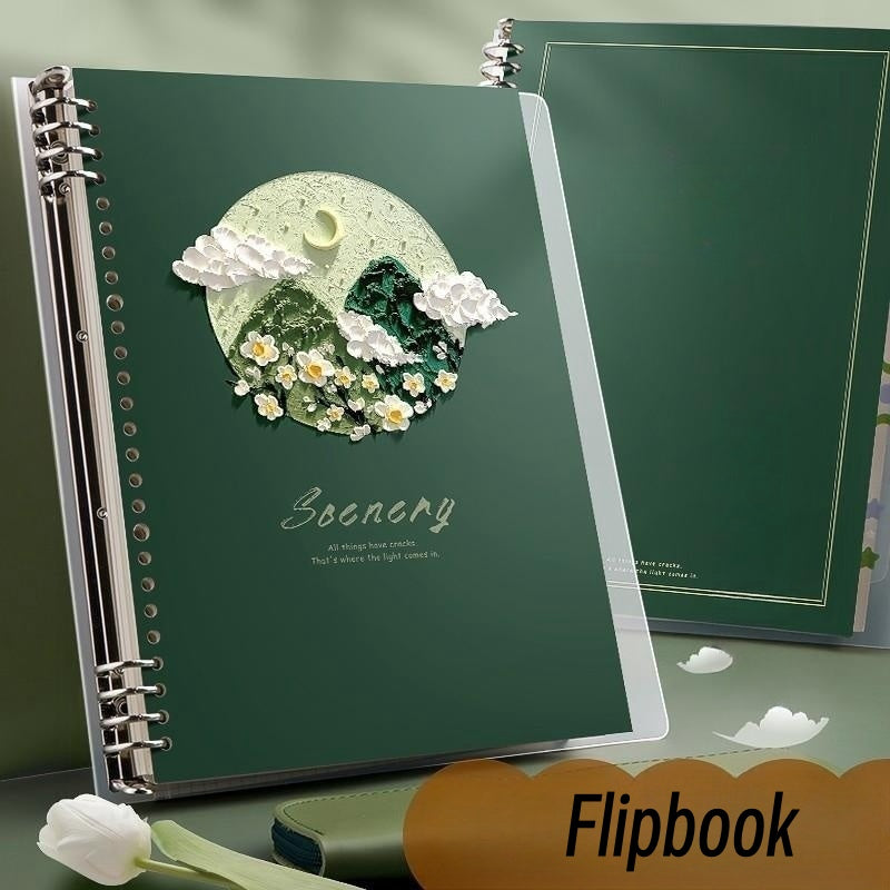Vintage Loose leaf Notebook with Three-dimensional Painting Patterns