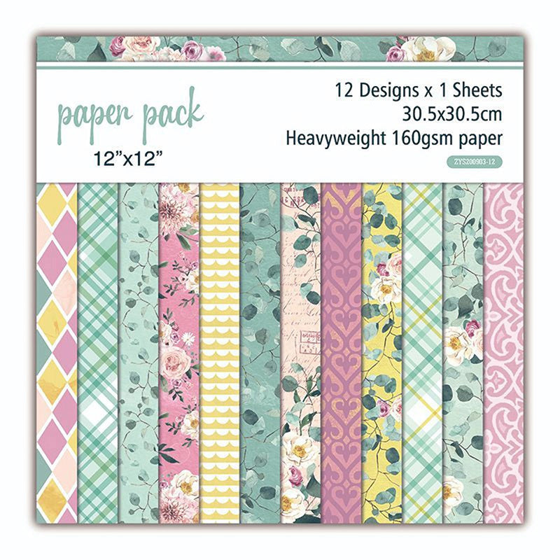 12pcs Geometric Retro Pattern DIY Scrapbook Background Paper