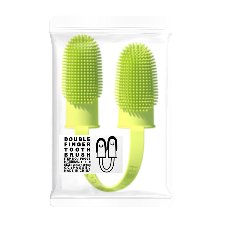Double Finger Dog Toothbrush Pet Tooth Cleaning Finger Cover
