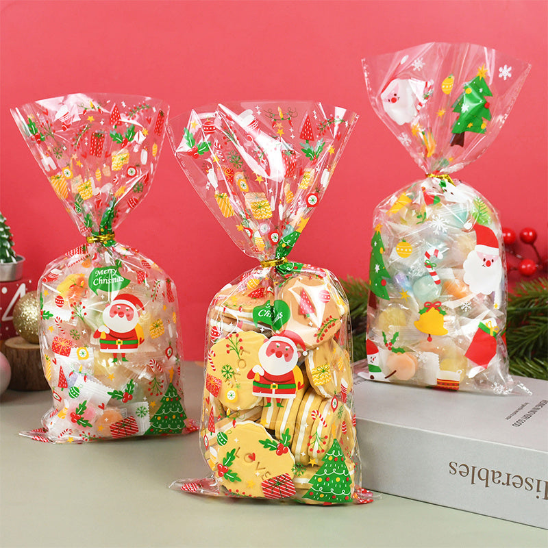 Christmas Santa Claus Snowflakes Xmas Packaging Pouch Plastic Candy Bags