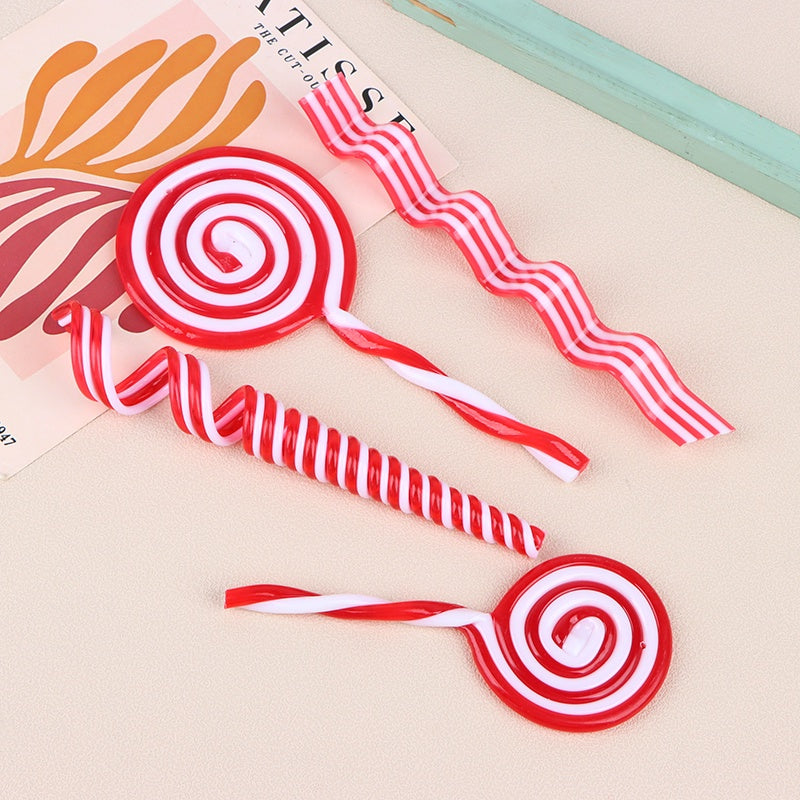 2pcs Candy Cane Christmas Tree Pendant Decor Red Candy Lollipop