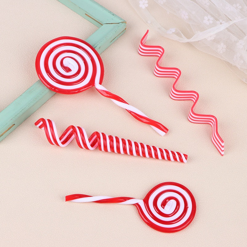 2pcs Candy Cane Christmas Tree Pendant Decor Red Candy Lollipop