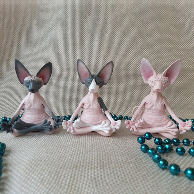 Hairless Cat Meditation Resin Decorations for Home