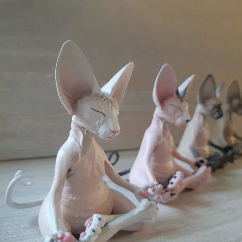 Hairless Cat Meditation Resin Decorations for Home