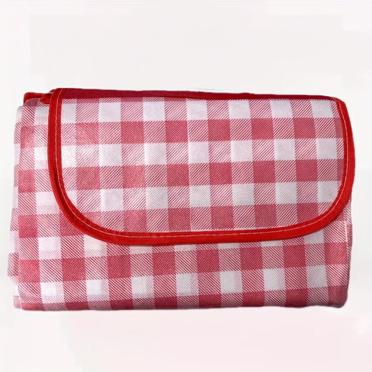 Waterproof Oxford Beach Mat Foldable Plaid Pattern Portable Picnic Mat Tote